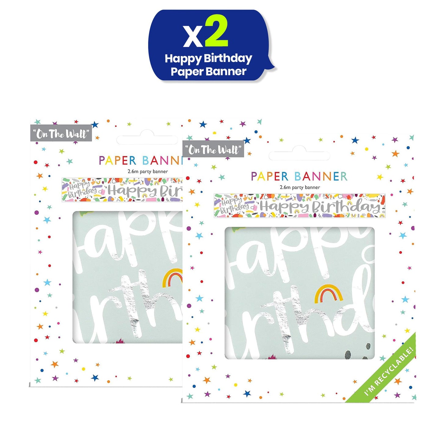 On The Wall Happy Birthday Brights Banner 260cm, Ready to Hang Decor