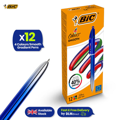 BIC 4-Colour Smooth Gradient Pens Pack of 12 Medium Points for Office & Home