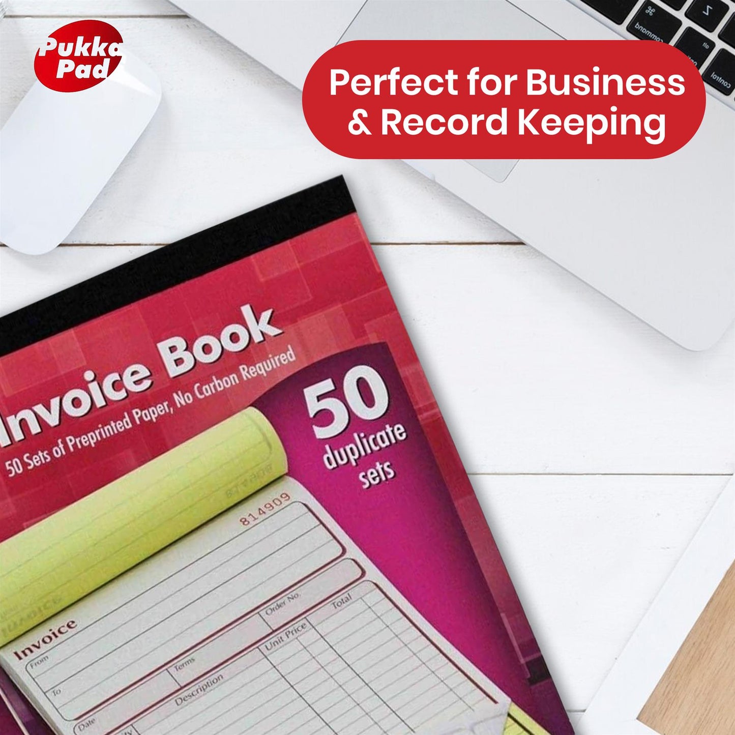 5x PUKKA PAD NCR Duplicate Invoice Book 50 Numbered Sets for Business Use