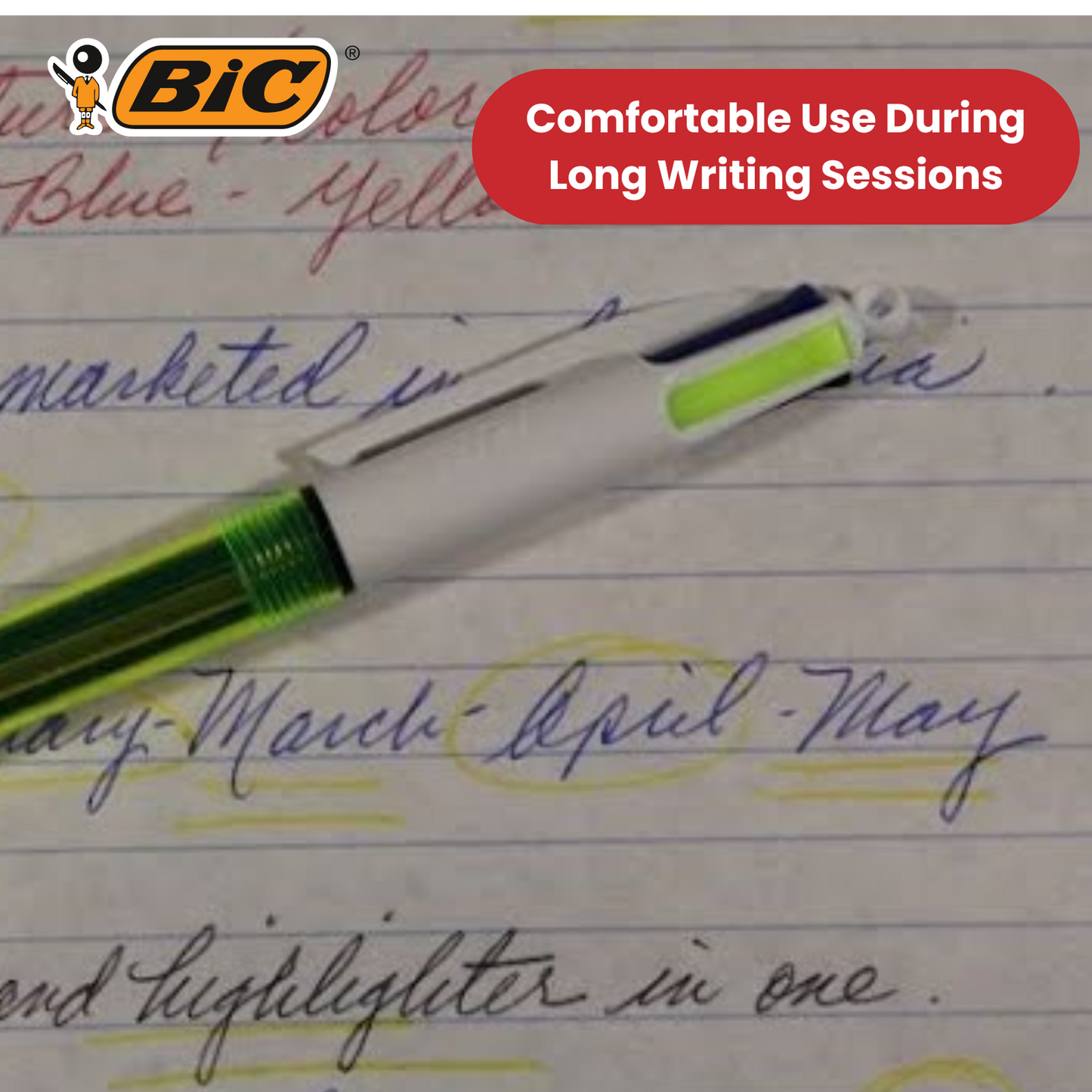 Bic 4 Colours Fluo Retractable Ballpoint Pen - Pack of 1