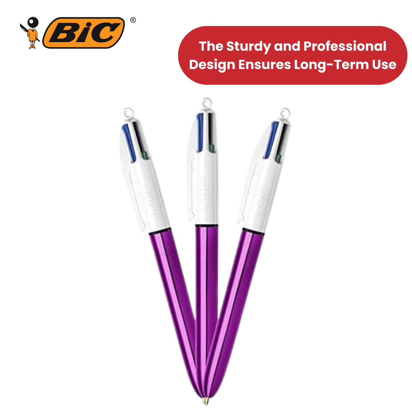 Bic 4 Colour Shine - Purple - Single Pen
