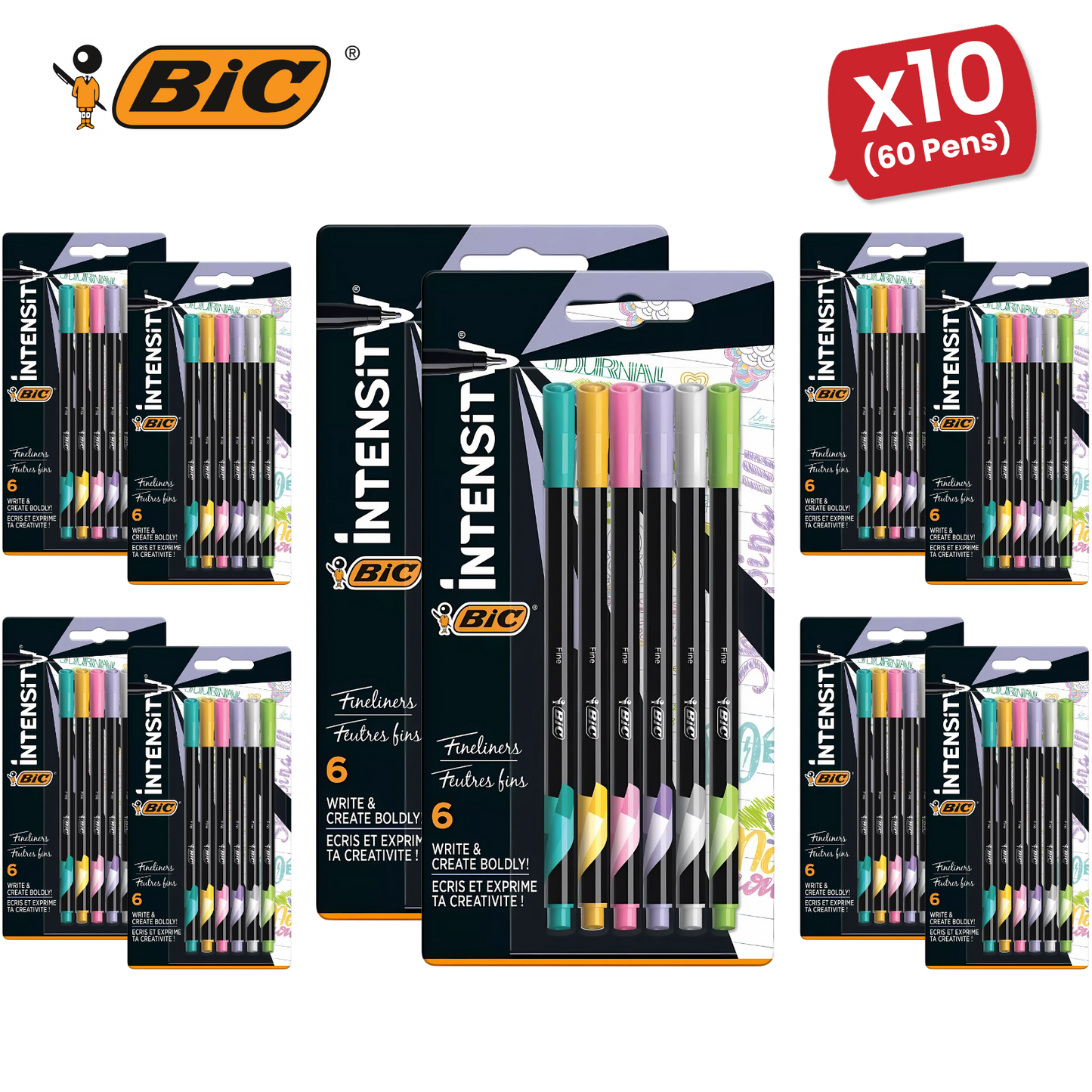 BiC Intensity Fine Felt Tip Pens, Pack of 6