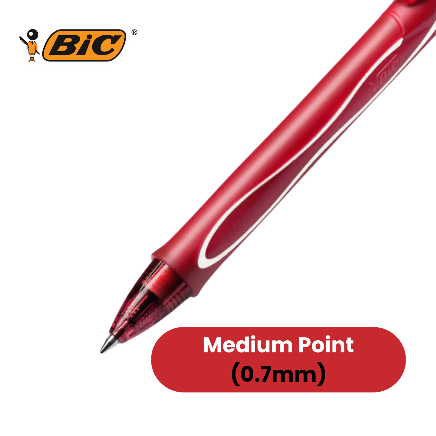 BIC Gel-ocity Quick Dry Rollerball Pens Red Medium Smooth Writing Ink Pack of 12
