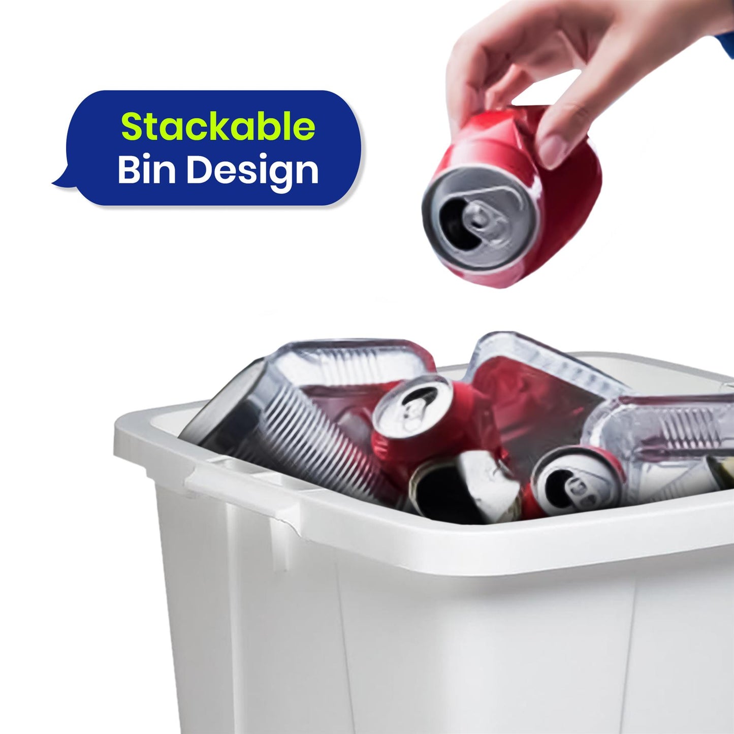 DURABIN 90L White Bin with Green Lid and 25x 110L Recycled Bin Bags for Everyday Use