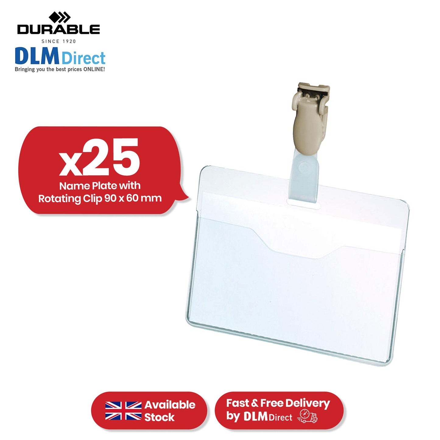 STAPLES Name Plate Pack of 25 - Rotating Clip Plastic Card Holder for Secure Lanyards