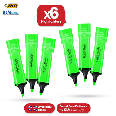 BIC 6x Marking Highlighter Flat Marker Neon Green Modular Tip for Precise Highlighting