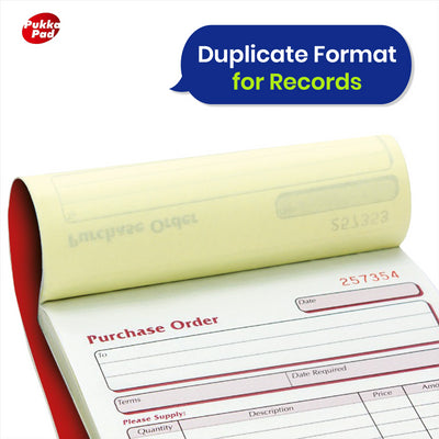 Pukka Pad Purchase Order Book Paper Duplicate NCR Record Book Carbonless Order Pads for Small Business & Office