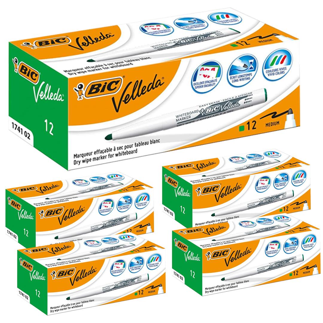 Bic Velleda 1741 Whiteboard Drywipe Markers Green  - Box of 12 - 1 to 5 Packs