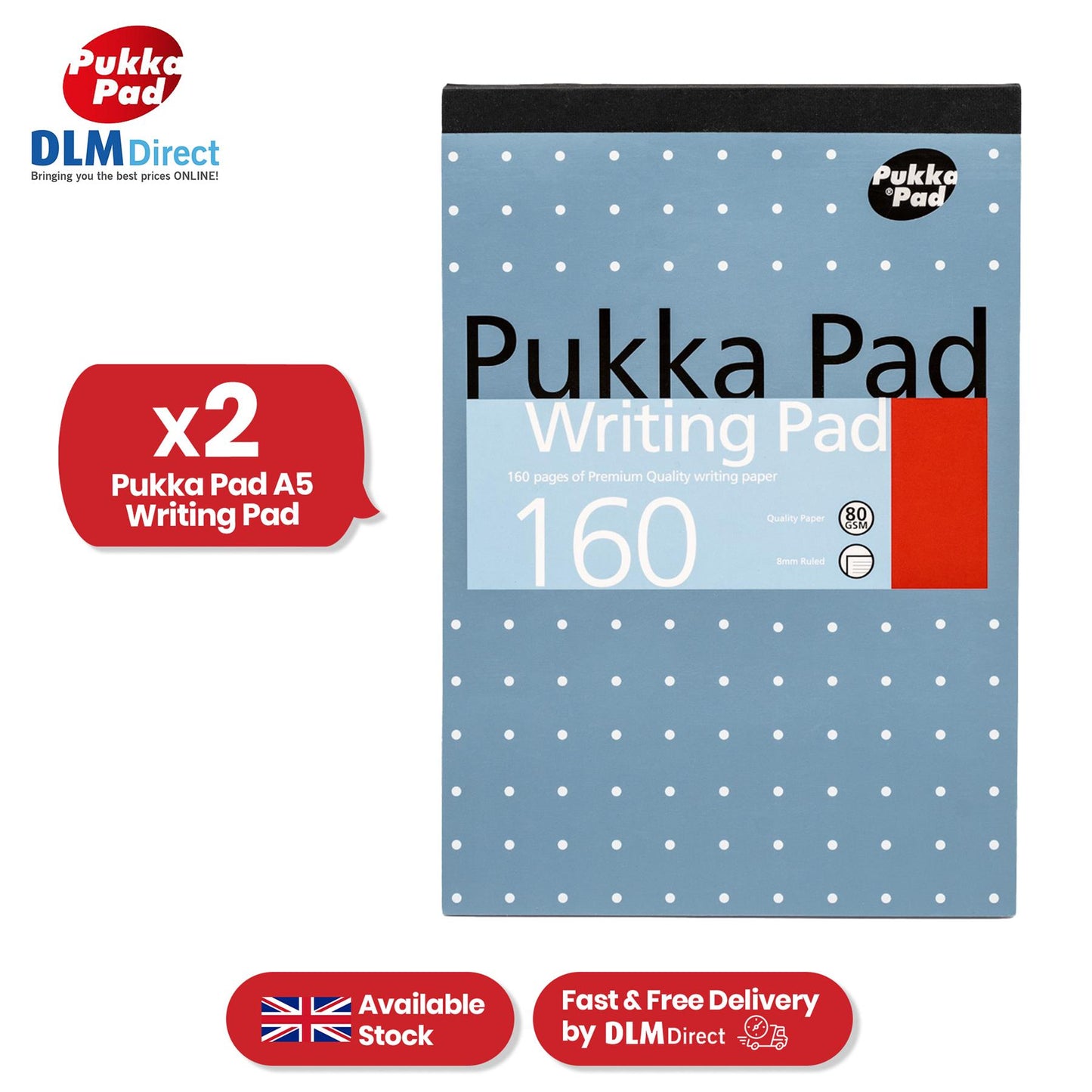Pukka Pad Writing Pads � 160 Pages Journaling Pad, A5 80 GSM Paper Study NoteBook for Taking Notes