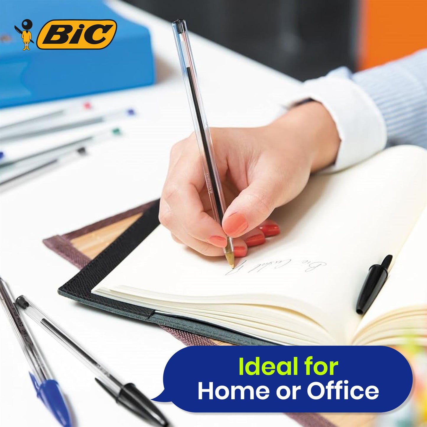 BIC Cristal Original Ballpoint Pens Medium Point (1.0 mm) Assorted Colours, Pouch of 20+7