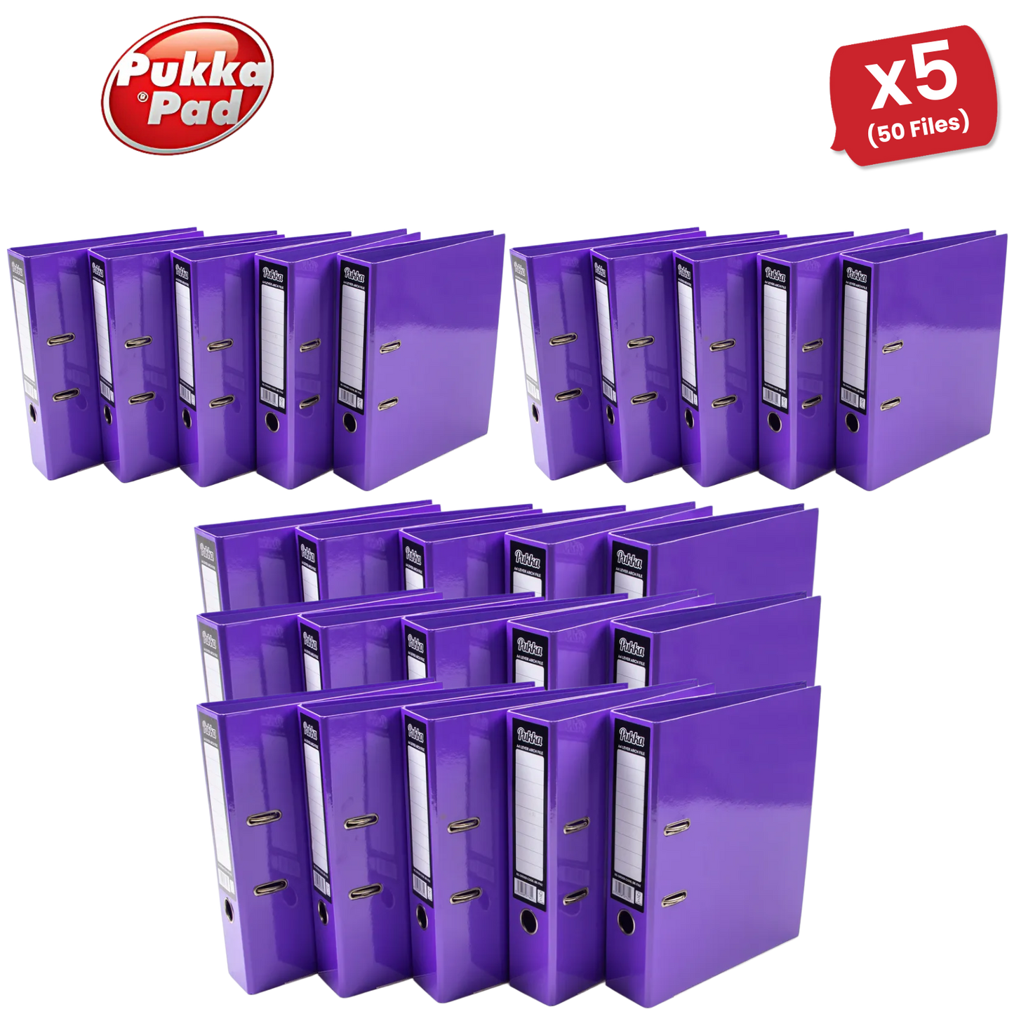 Pukka Brights Lever Arch Files - Purple - Box of 10 - Pack of 1 to 5