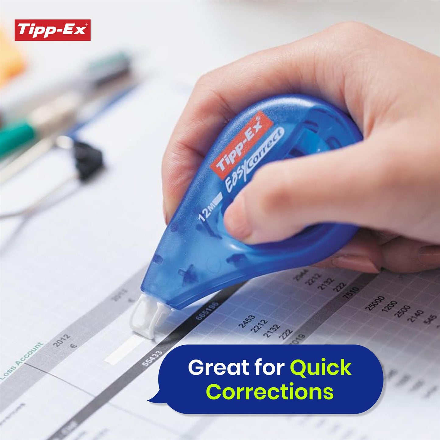 Tipp Ex Easy Correct Correction Tape Pack of 10 12m Tear Resistant Design