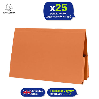Exacompta Guildhall Double Pocket Legal Wallet, 315gsm Manilla Document Holder, Pack Of 25 (Orange)