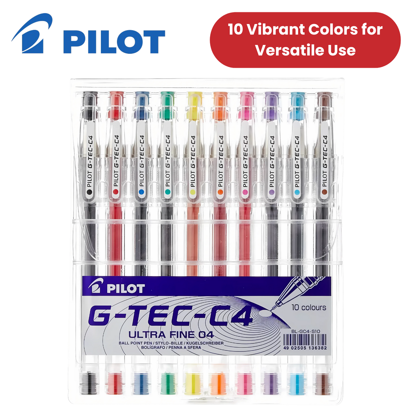 Pilot G-Tec-C4 Ultra Fine 0.4mm Gel Pen Set -
