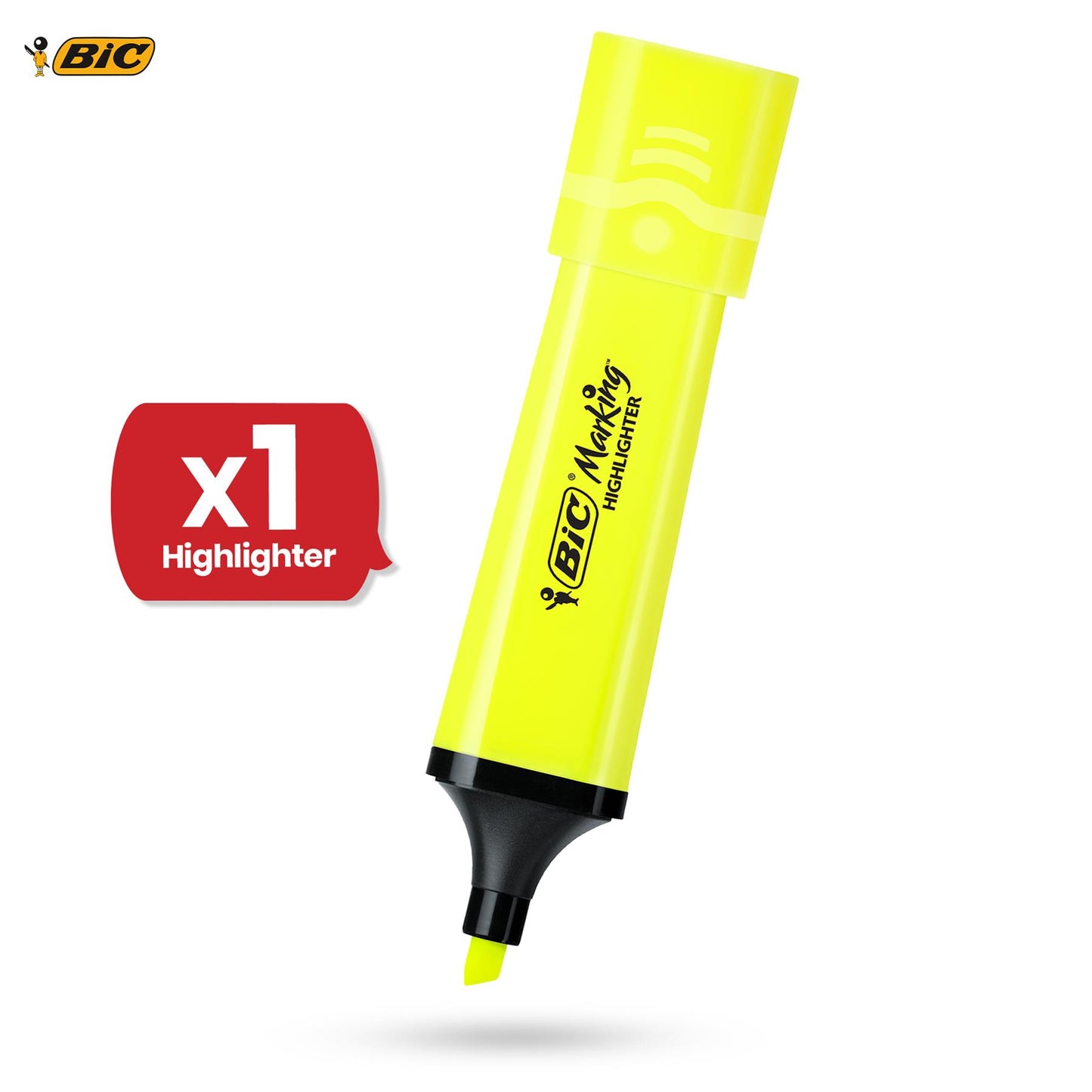 BIC Marking Highlighter Flat Marker Neon Yellow Modular Tip for Precise Highlighting