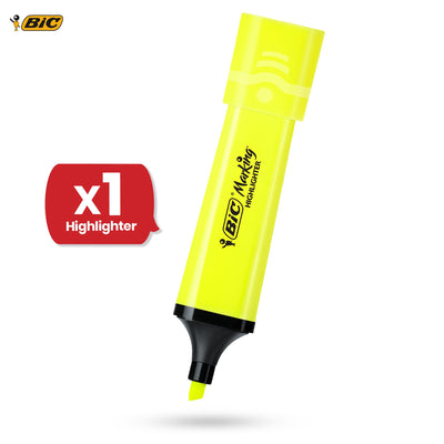 BIC Marking Highlighter Flat Marker Neon Yellow Modular Tip for Precise Highlighting