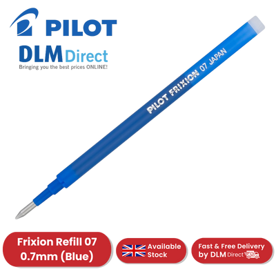 Pilot Frixion Roller Ballpoint Pen Refills 0.7mm Tip Smooth Writing - Blue Ink