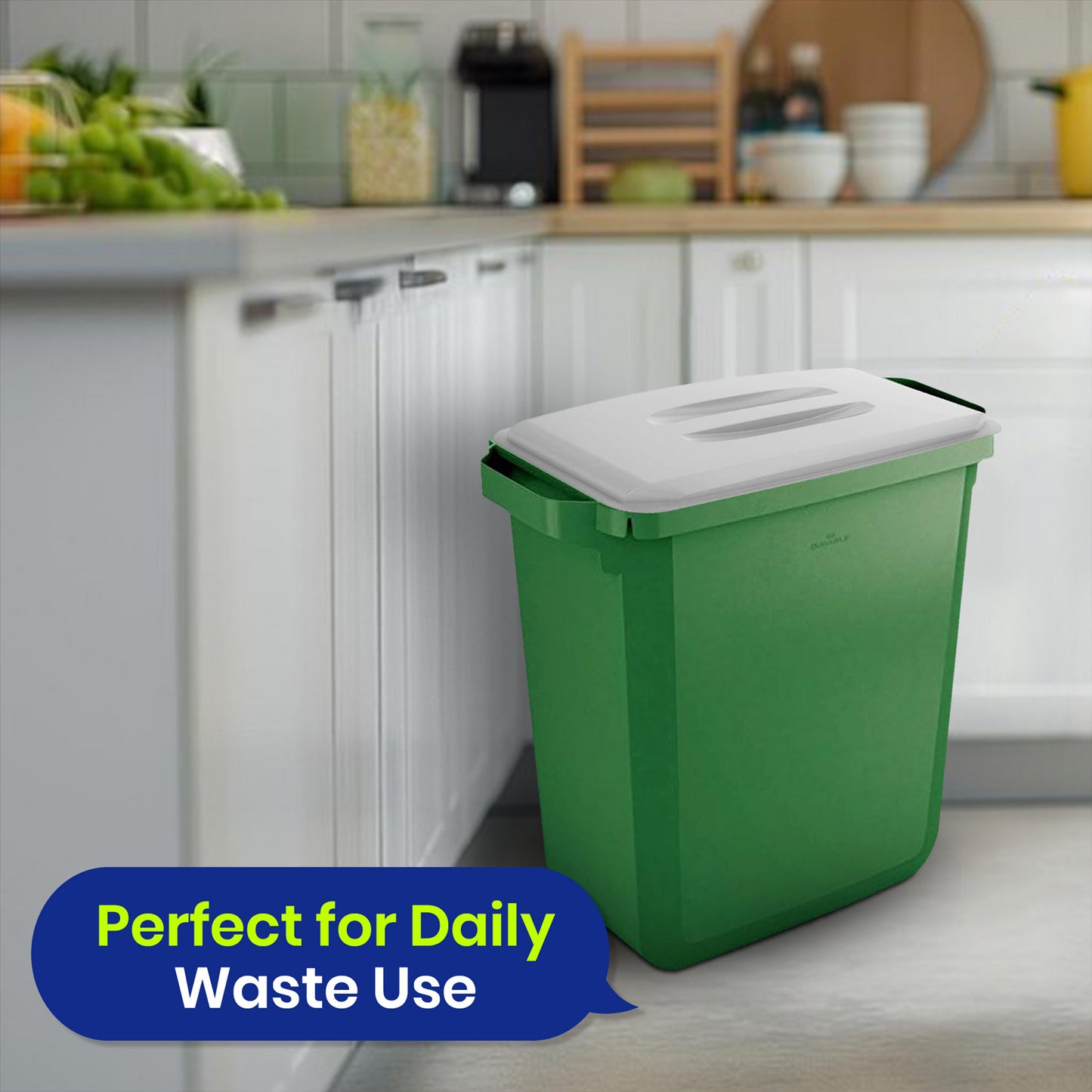 DURABIN 60L Green Bin Set & White Lid and 25x 110L Recycled Bin Bags