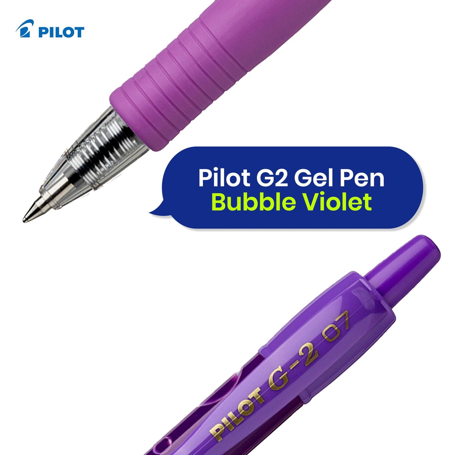 Pilot G2-07 - Bubbles - Violet - Blue Ink - Pack of 3