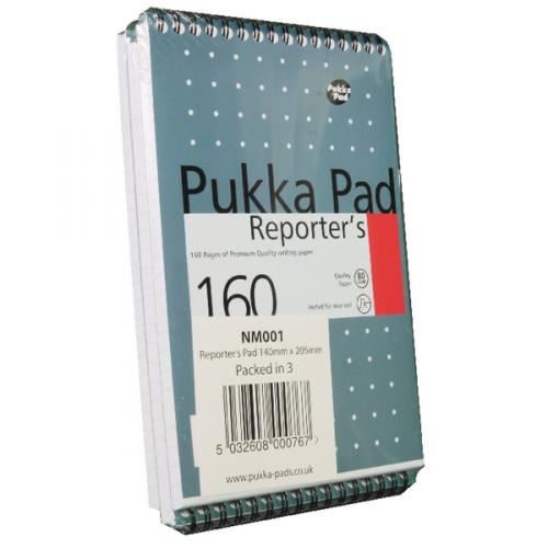 Pukka Reporter's Pad 160 pages - Lined - Pack of 3