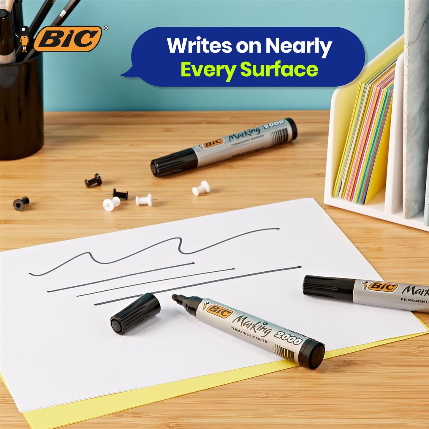 Bic 2000 Permanent Black Bullet Tip Marker (Pack of 12) 820915