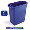60L Durable DURABIN Blue Plastic Waste Bin with Open Top & Handles for Home & Office