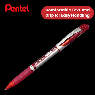 Retractable EnerGel rollerball pen ideal for everyday use. Quick drying, smooth flowing EnerGel ink, suitable for right or left-handed writers. Reduces smudging on hands and paper. Transparent barrel for easy view of remaining ink. Soft latex-free grip –