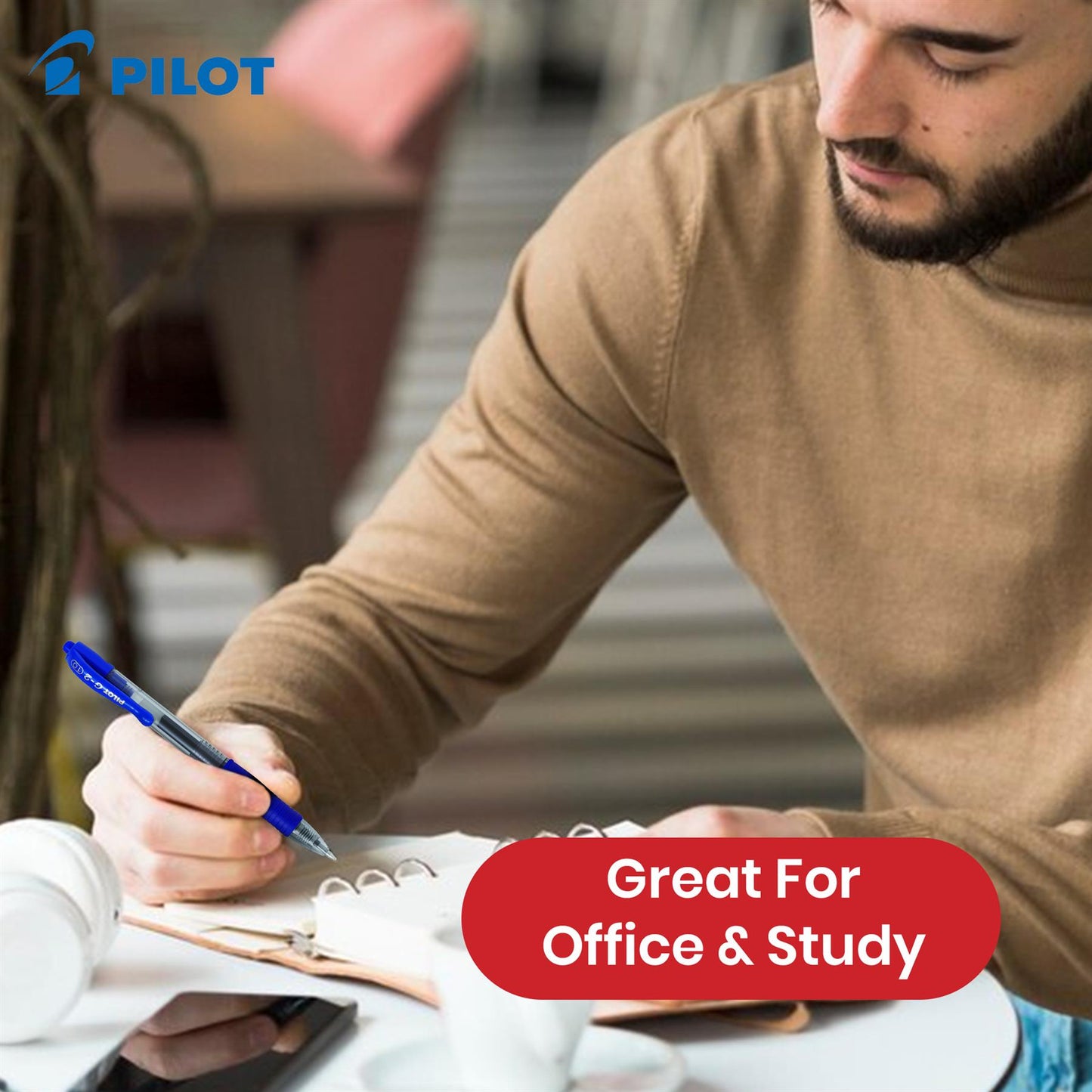 Pilot G2 10 Broad Blue Ballpoint - Retractable Pen, 0.6mm Refillable Biro for Kids