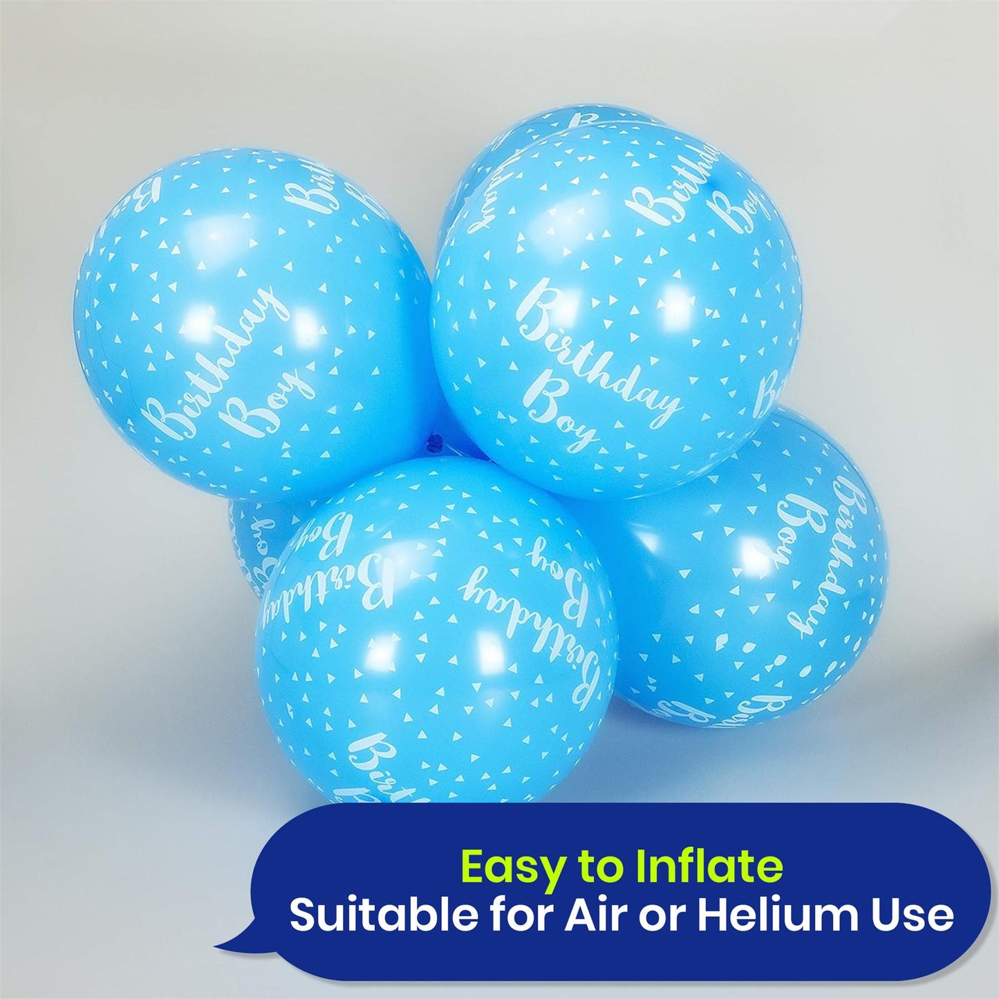 Birthday Boy Blue 12-inch Latex Party Balloons Variation