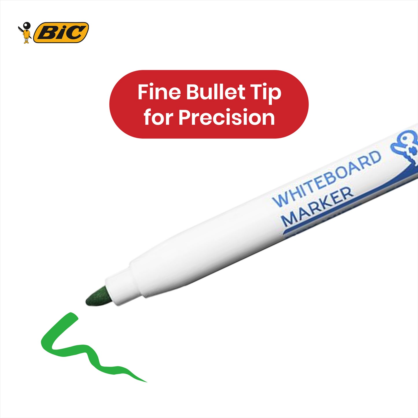 BIC Velleda Whiteboard Marker Plastic Bullet Tip Dry Erase Pen Erasable Green Ink Marker for Office Meeting & Classroom  (Pack of 24)