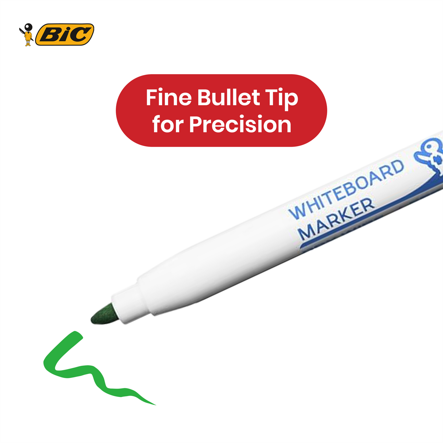 BiC Velleda 1721 Green Dry-Wipe Whiteboard Markers for Bold, Clean Writing, x24