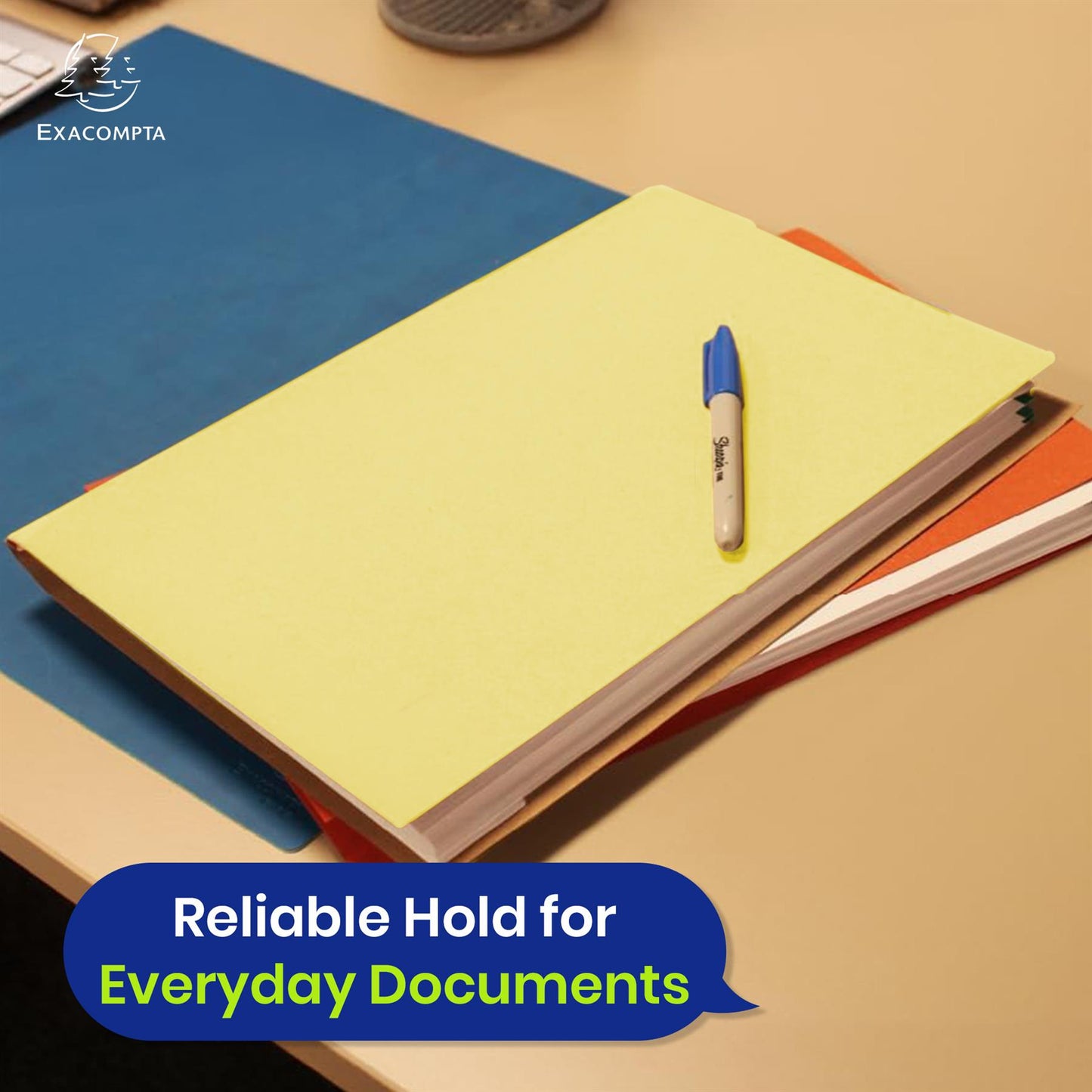 Exacompta Square Cut Folder Strong, 315gsm Manilla Holds A4 Foolscap Documents, Pack of 100 (Yellow)