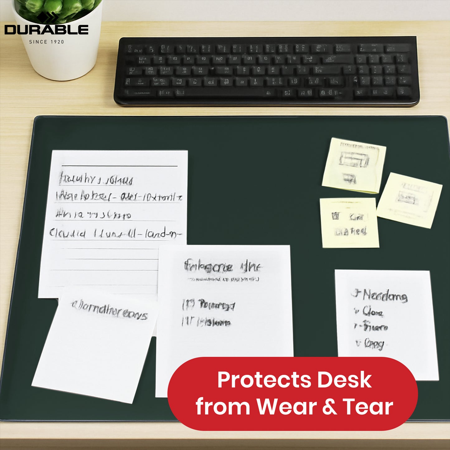 Durable Black Desk Mat - PVC Non Slip Desk Cover, Transparent Overlay Laptop Mat for Office & School