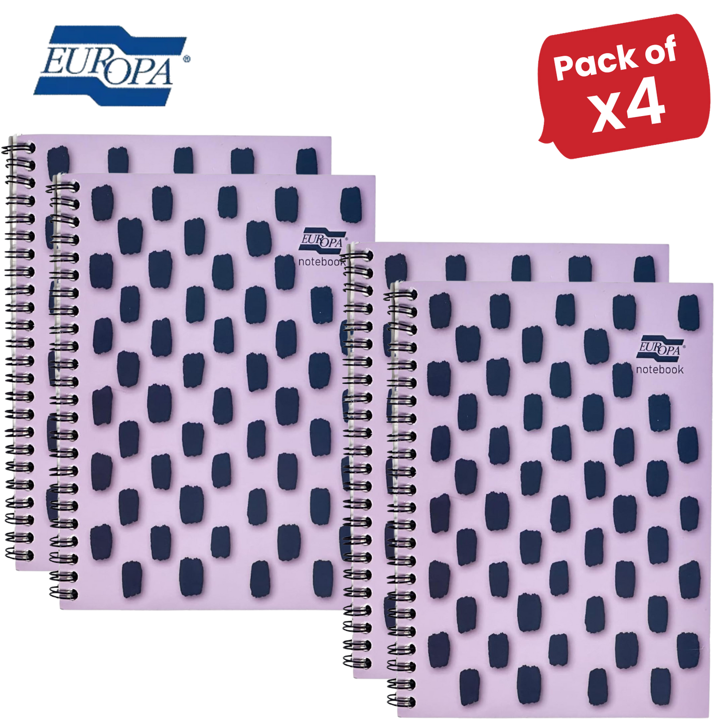 Europa Splash A4+ Notepad Wirebound 160 Pages 80g FSC Paper Ruled Punched Purple
