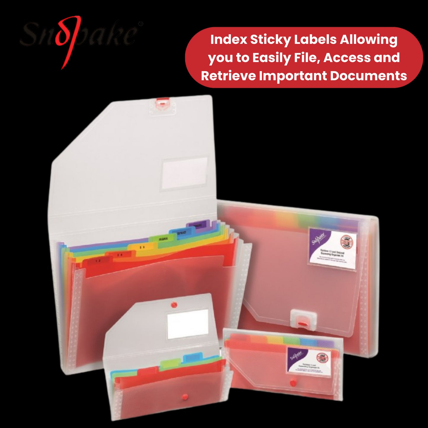 Snopake Rainbow 6part Expand Organiser A4