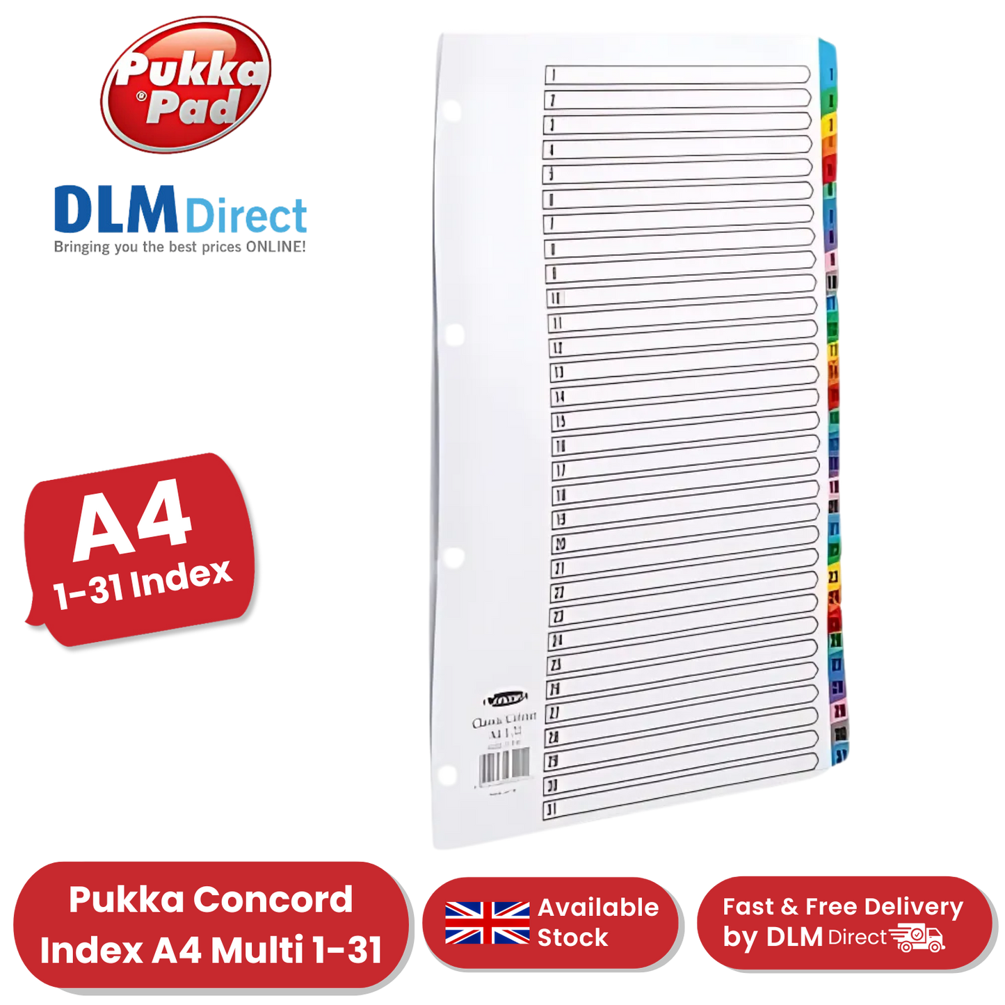 Pukka Concord Index A4 Multi 1-31 - 1 to 5 Packs