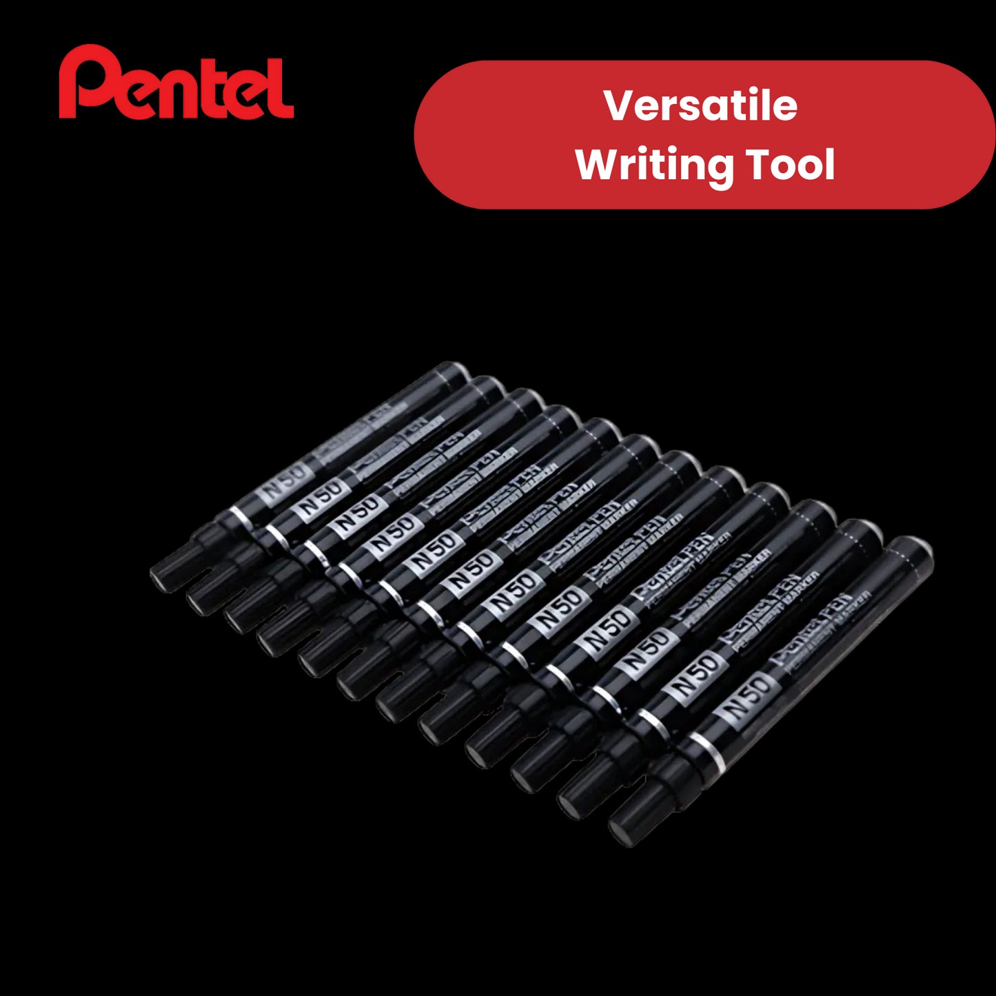 Pentel N50 Permanent Marker Bullet Tip 1.5-2mm Line Black Ref N50-A - 1 to 24