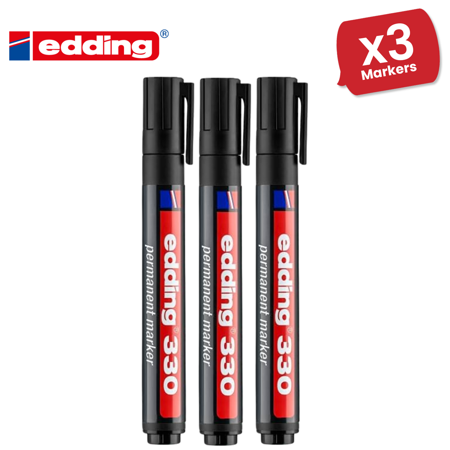 Edding 330 Permanent Multi Marker Chisel Tip 1-5mm Waterproof Quick-Drying Black