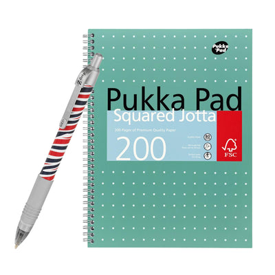 Pukka Pad A4 Metallic Squared 200 Page Notebook with Free Zebra Ballpoint