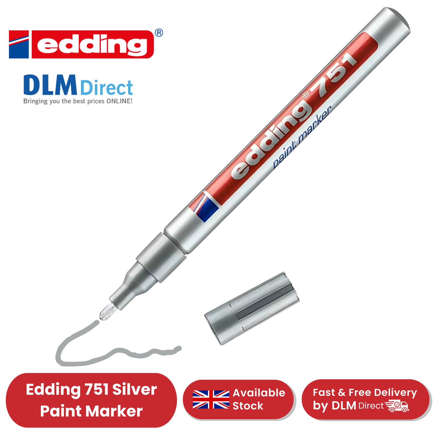 EDDING 751 PAINT MARKER SILVER 751-054 - Single