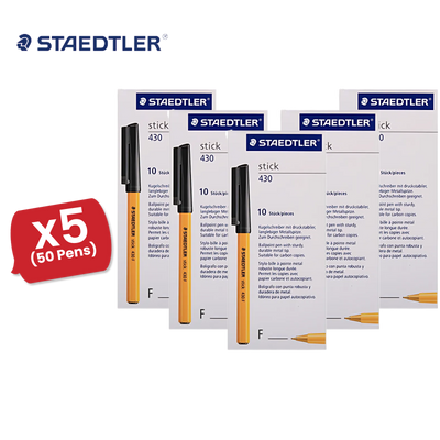 Staedtler Fine 0.3mm Black 430 F-9 - Pack of 10 - 5 Packs
