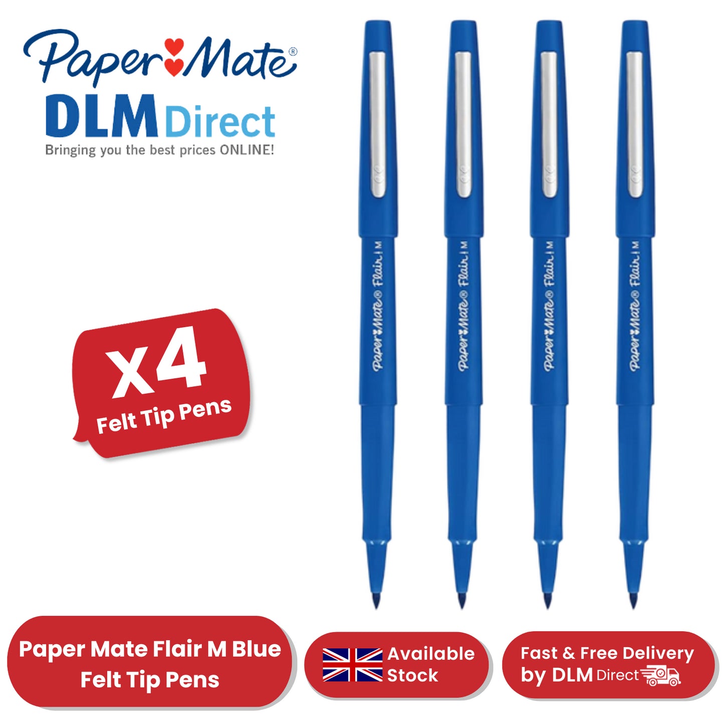 Papermate Flair Original - Blue - Pack of 4