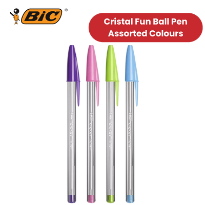 20x BIC Cristal Fun Ballpoint Pens 1.6mm Assorted Colours