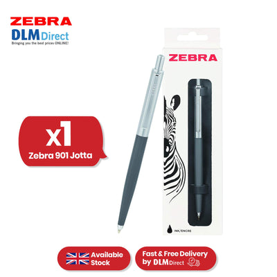 Zebra Ballpoint, Stainless Steel Retractable Pen Refillable Fine Point Biro for Presentation, Meeting & Assignments