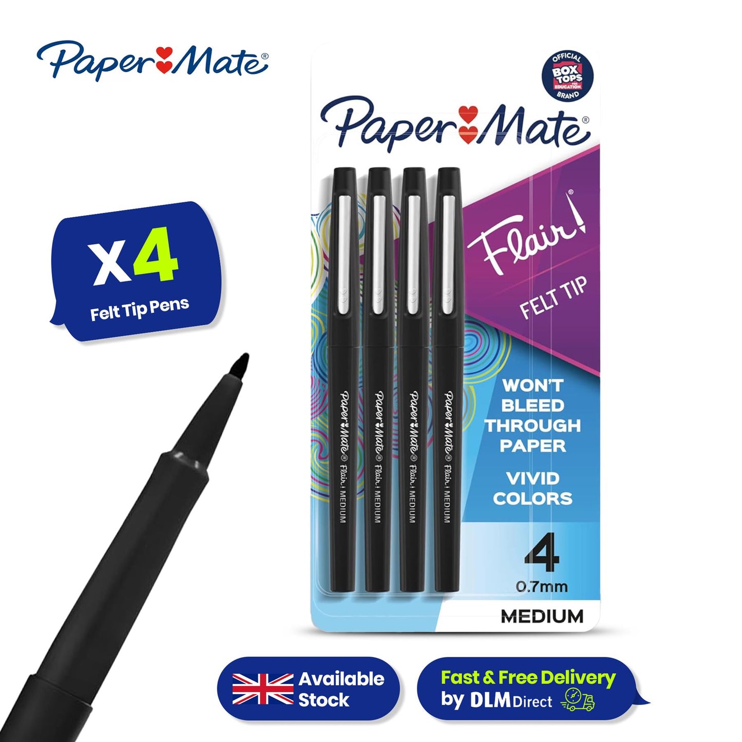 edding 750 PAINT MARKER PEN WHITE pack of 1 + Sharpie Permanent Markers  pack of 1 per pack 18 + Paper Mate black Flair Felt Tip Pens pack of 4 pens
