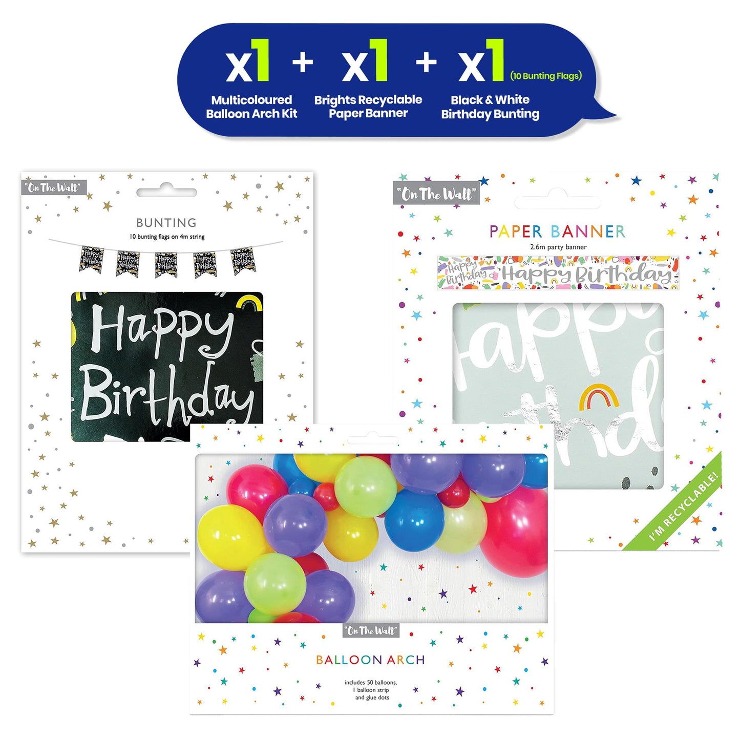 Balloon Garland Kit with Banner and Bunting for Bright Birthday Party Decor