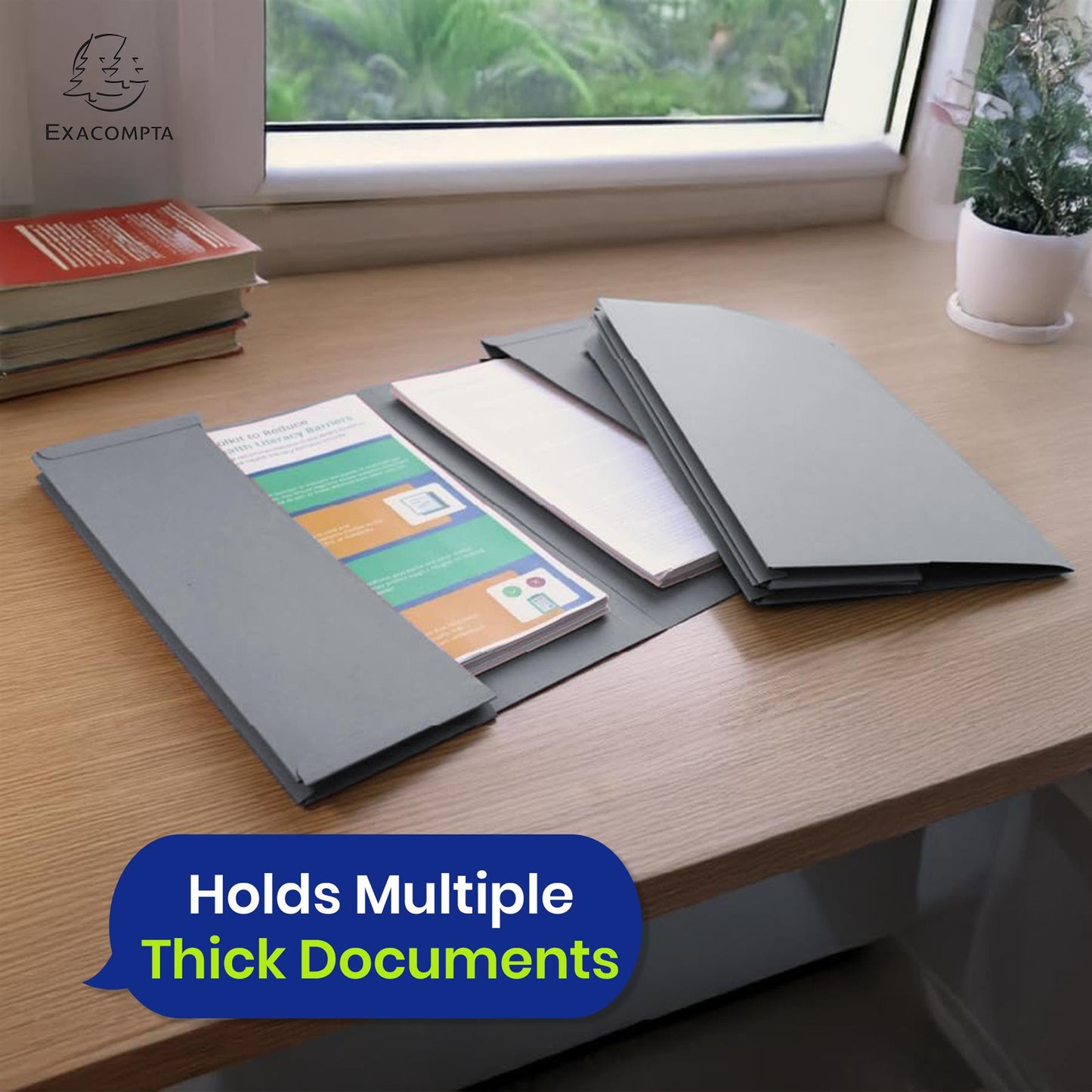 Exacompta Guildhall Foolscap Document Wallets, Double Pocket Legal, 315gsm Manilla, Blue Angel, A4, Pack 25