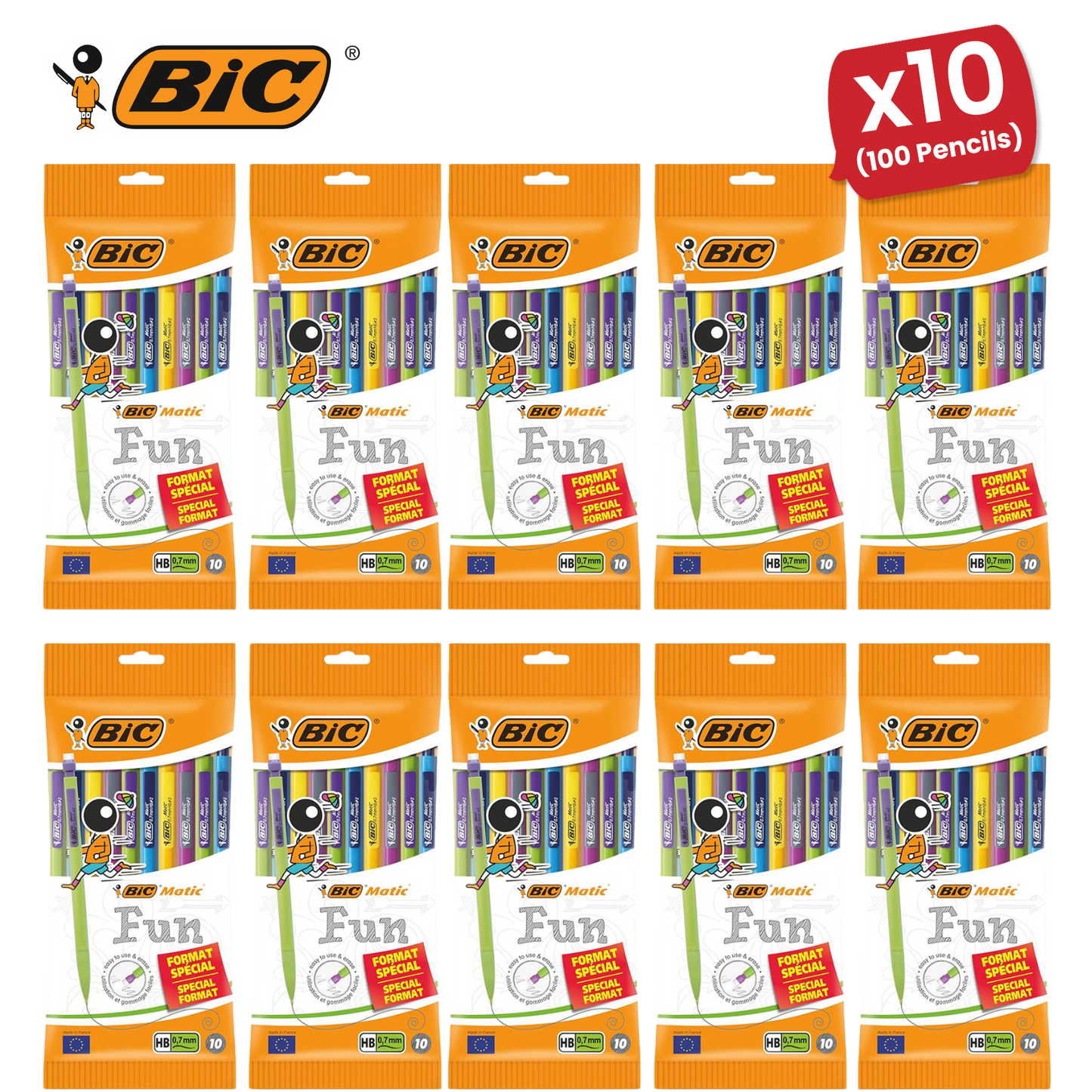BIC Matic Combo Mechanical Pencils (Value Pack of 8, Plus 2 Free)