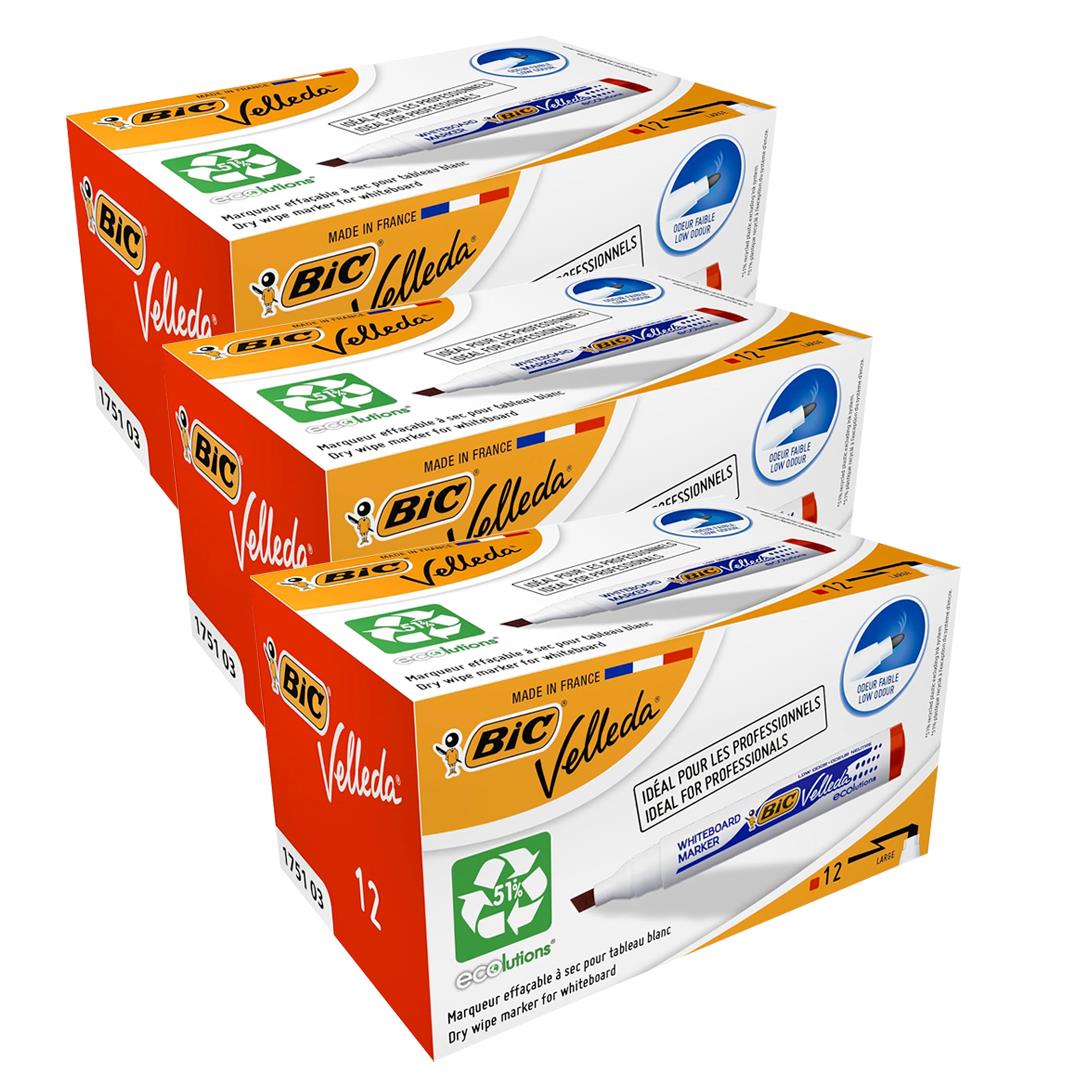 BIC Velleda 1751 ECOlutions Whiteboard Markers Red - Box of 12 - 1 to 5 Packs