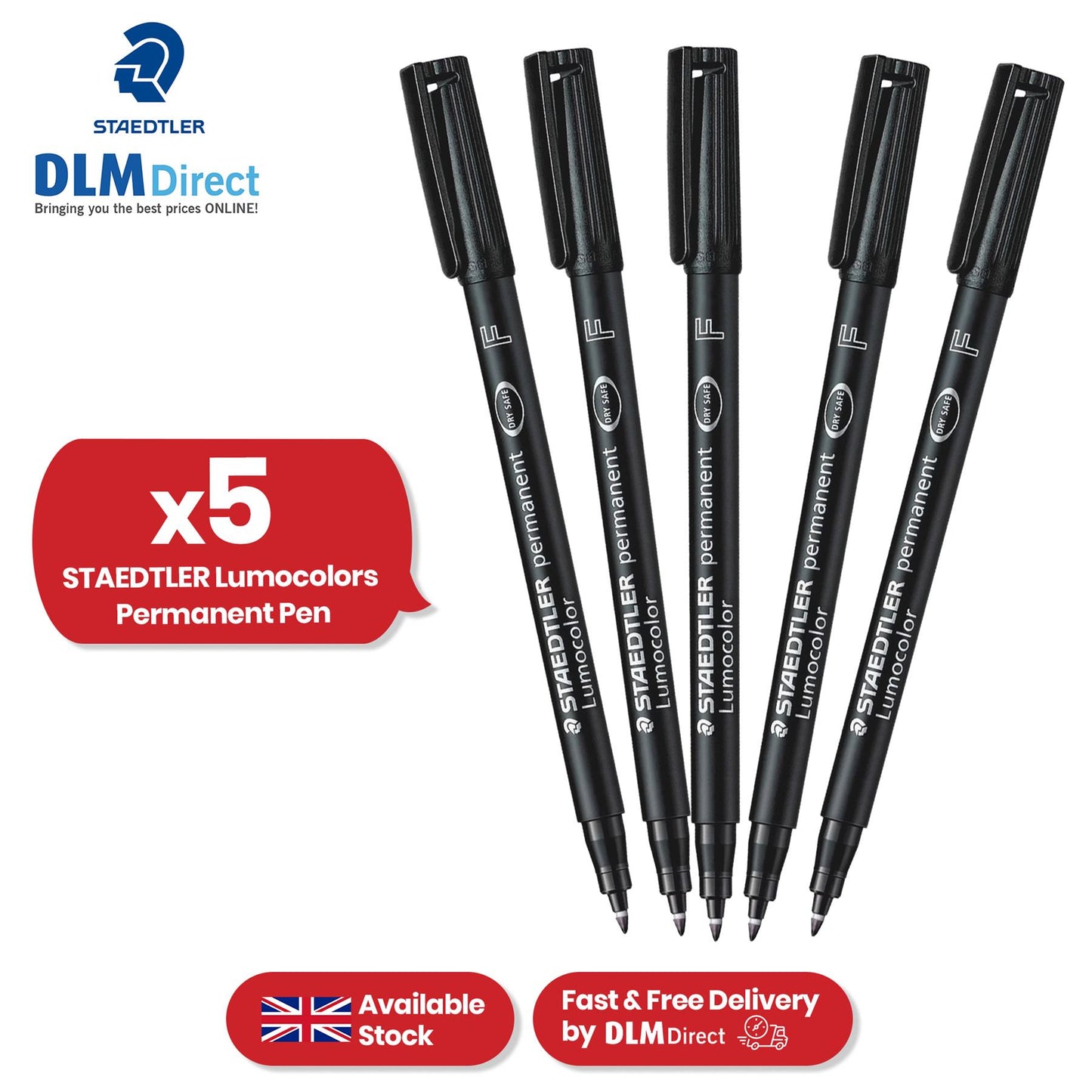 STAEDTLER Lumocolor Black Permanent Marker - 318F 0.6mm Fine Tip Writing Markers for Office